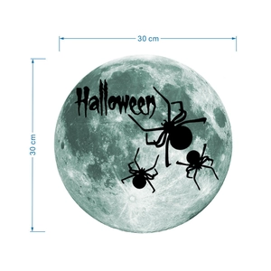 30cm glow in the dark Halloween wall sticker featuring full moon textures and black spiders