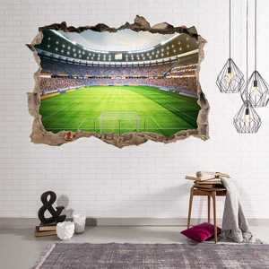 3D Fußballfeld Wandtattoo mit realistischem Mauerdurchbruch Effekt für Wohnzimmer Deko