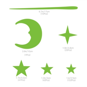 Glow in the dark wall stickers set featuring moon, stars and meteors for room decoration