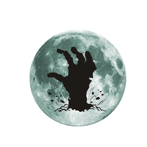 Luminous Halloween wall sticker featuring a realistic moon background and zombie hand silhouette