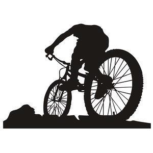 Sticker mural silhouette de cycliste VTT pour décoration de salon et chambre moderne