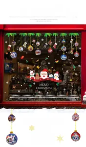 Détails des stickers de Noël pour vitrines avec Père Noël, rennes et flocons de neige
