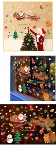 Detailed Christmas wall stickers featuring Santa, reindeer, and colorful festive decorations