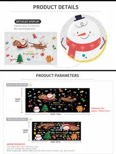 Christmas wall stickers with Santa, reindeer, and snowman for glass window decor