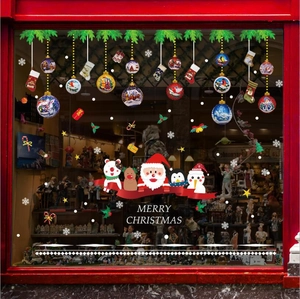 Stickers de Noël pour vitrines avec Père Noël et bonhomme de neige pour décor festive de verre