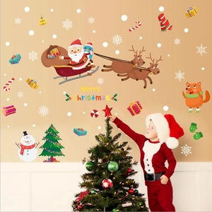 Christmas wall decals with Santa, reindeer and snowman for festive window decoration
