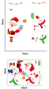 Cartoon Christmas Santa wall stickers for window decor with snowman and polar bear design