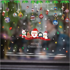 Stickers de fenêtre de Noël avec Père Noël, pingouin et ours polaire et Merry Christmas