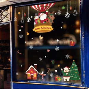 Christmas window stickers set with Santa, reindeer and snowman decals for glass decoration