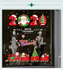 Christmas window stickers set with Santa Claus snowmen and festive train decals