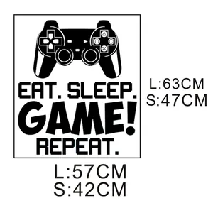 Tableau des tailles pour stickers muraux de manette de jeu en tailles L et S