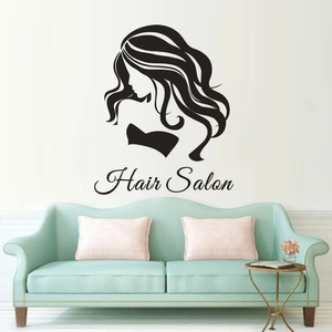 Hair Salon Vinyl Wall Decal Elegant Woman Silhouette Beauty Parlor Decor Waterproof Removable Black PVC Carved Wall Sticker