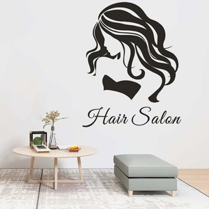 Hair Salon vinyl wall sticker with woman silhouette for professional studio decoration