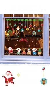 Detailed Christmas window stickers with Santa, reindeer train and colorful snowflakes