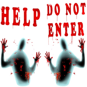 Halloween blood handprint wall stickers with HELP and DO NOT ENTER horror shadow designs