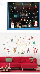 Detailed Christmas window stickers with Santa Claus, reindeer and snowflakes patterns
