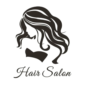 Vinyl wall decal featuring an elegant woman silhouette with Hair Salon lettering