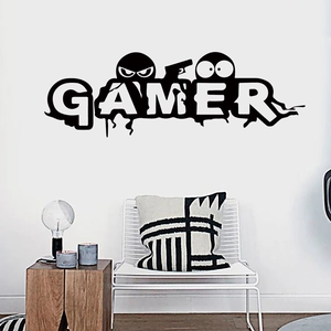 Creative Gamer Theme Wall Sticker Removable PVC Decal For Bedroom Game Room Decor Waterproof Black Typography Wall Art