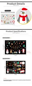 Detailed view of DIY Christmas wall stickers with Santa, reindeer and snowman decals
