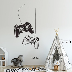 Vinyl wall decals featuring two black game controllers for game room or nursery decor