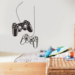 Modern game controller wall decals for bedroom decor featuring black and white vinyl stickers