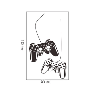 Detailed dimension guide for game controller wall sticker measuring 100cm by 57cm