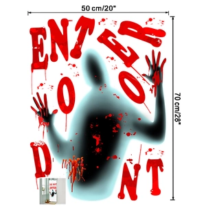 Detail of Halloween bloody shadow wall sticker with Do Not Enter text and 50x70cm dimensions
