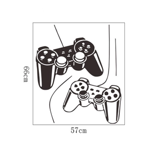 Detailed dimension layout for game controller wall sticker showing 57cm x 66cm size