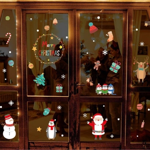 Christmas window stickers set with Santa, reindeer and snowman for holiday glass decoration