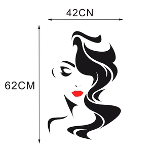 Detail view of fashion wall decal showing 42cm x 62cm dimensions for home decor