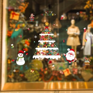 Adesivi natalizi per finestre con albero di Natale, Babbo Natale e pupazzo