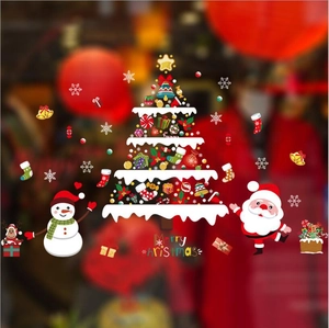 Adesivi natalizi a forma di albero con Babbo Natale, pupazzo di neve e fiocchi