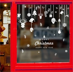 Adesivi natalizi bianchi con Babbo Natale e renne per decorazioni festive su vetro