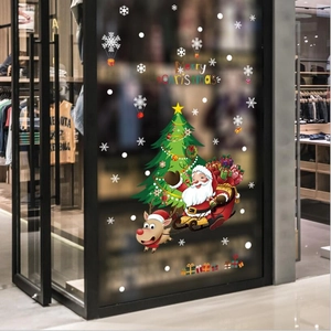 Adesivi natalizi con Babbo Natale e renne per decorazioni festive su vetri e finestre