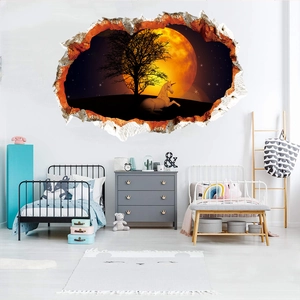 3D-Aquarell-Einhorn-Wandsticker mit Brucheffekt für das Kinderzimmer-Dekor
