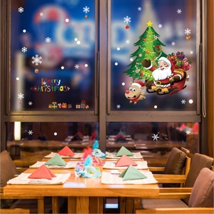 Adesivi natalizi per finestre con Babbo Natale e renne per decorazioni festive in casa