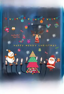 Stickers de Noël pour fenêtres avec Père Noël et bonhomme de neige sur vitrage