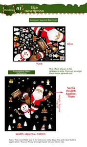 Größentabelle für DIY-Weihnachtswandsticker mit Weihnachtsmann- und Schneeflocken