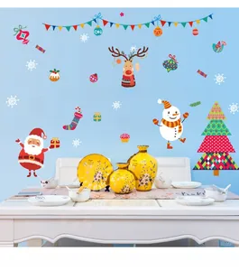 Stickers muraux de Noël avec Père Noël, renne et bonhomme de neige pour décor de fête