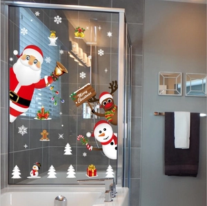 Weihnachtsfensterbilder mit Weihnachtsmann, Rentier und Schneemann für Glasdekoration