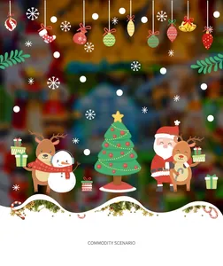 Stickers de Noël avec Père Noël, renne et bonhomme de neige en style cartoon