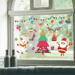 Stickers de Noël pour fenêtres avec Père Noël et bonhomme de neige pour décoration festive