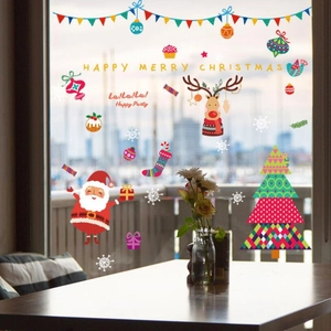 Stickers de fenêtre de Noël avec Père Noël et renne pour une décoration festive
