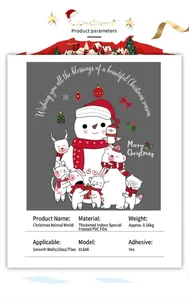 Christmas animals wall decal with snowman and reindeer for glass windows or smooth walls