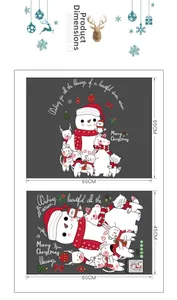 Christmas wall decal layout with cartoon snowman and reindeer for holiday decoration