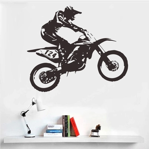 Creative Motocross Racer Silhouette Wall Sticker Modern Waterproof PVC Vinyl Decal For Living Room Bedroom Home Decor