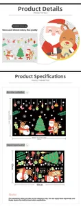 Détails des autocollants de Noël montrant les dimensions et motifs de Père Noël