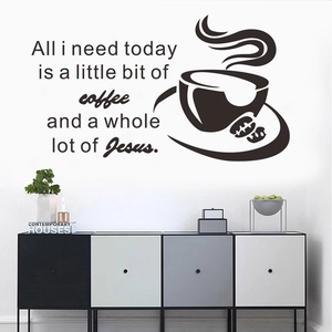 Minimalist vinyl coffee wall sticker with quote for modern kitchen and dining room decor