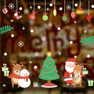 Stickers de Noël pour fenêtres avec Père Noël, renne et bonhomme de neige festif