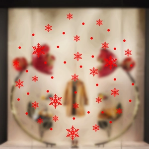 Stickers muraux flocon de neige rouge et points pour décoration de fenêtre de Noël festive
